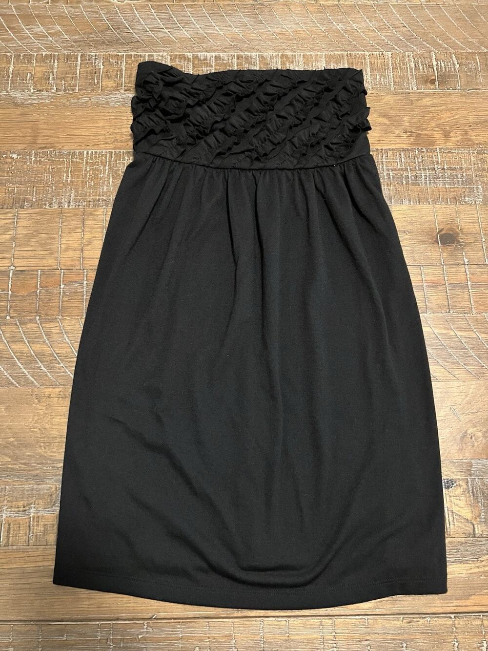 OP Black Strapless Blouse Size Small 3-5 Ruffle Top Date Night Brunch Beach